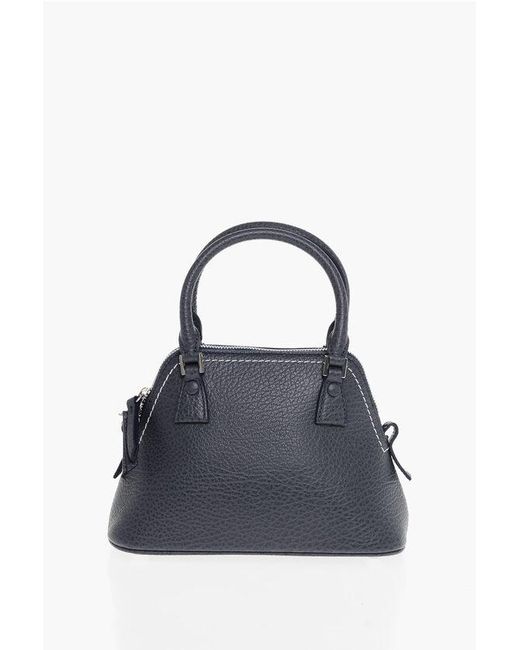 Maison Margiela Blue Mm11 5Ac Umhängetasche Aus Strukturiertem Leder Mit Canvas-Detail