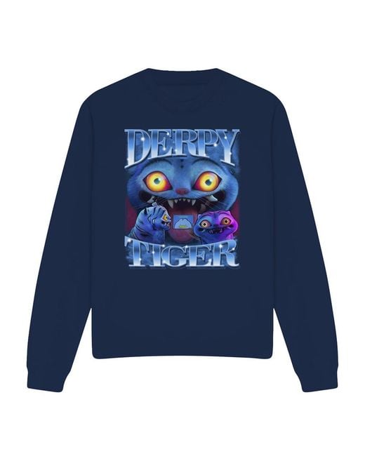 K-Pop Demon Hunters Blue Adult Derpy Tiger Sweatshirt