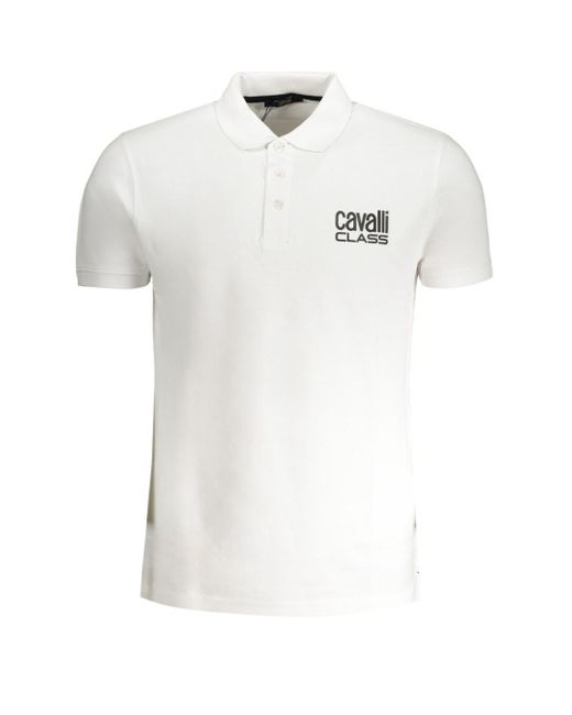 Roberto Cavalli White Bold Logo Polo Shirt Cotton for men