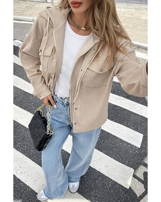 Azura Exchange Gestikte Katoenen Hoodie Jas in het Brown