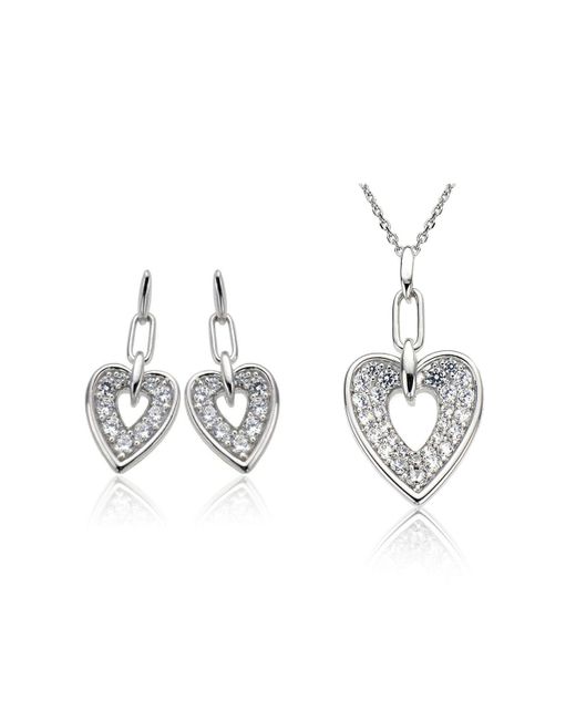 Orphelia Metallic 925 Sterling Set: Chain-Pendant + Earrings