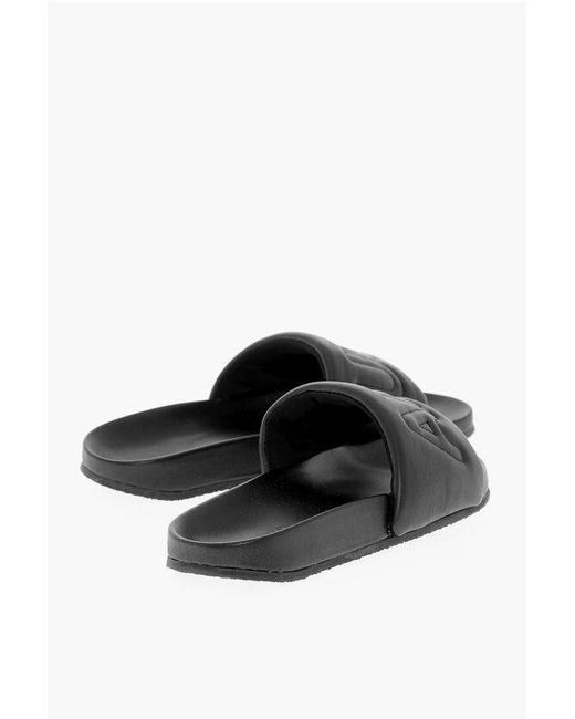 Ambush Einfarbige Leder-Slides in Black für Herren