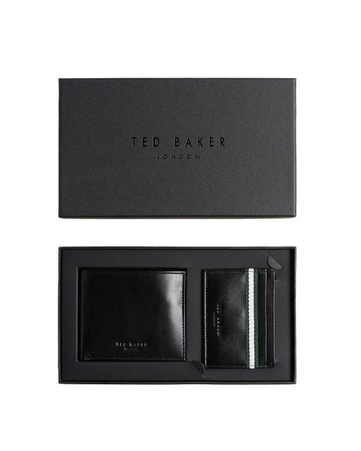 Ted Baker Black Granony Stripe Wallet Card Holder Set Material_Leather for men