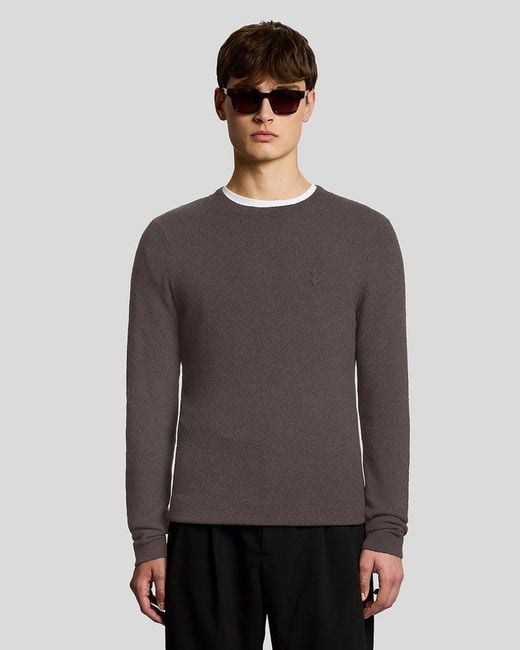 Lyle & Scott Gray Textured Knit Jumper for men