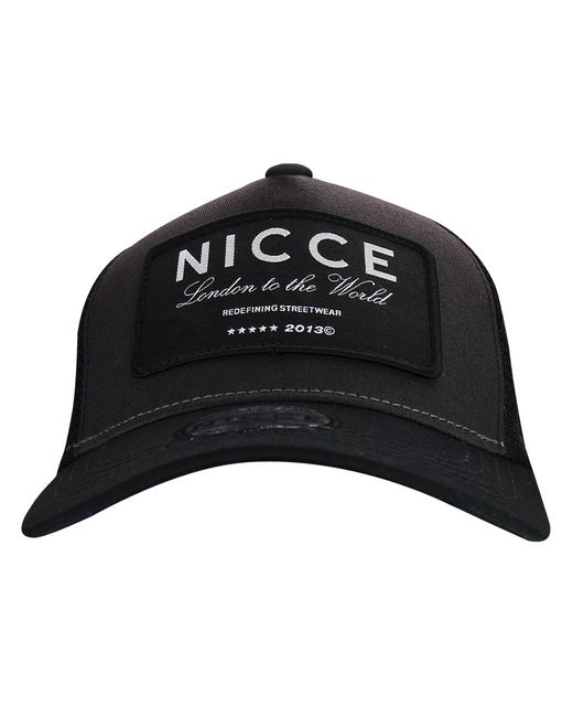 Nicce London Black Embroidered Griffton Trucker Cap for men
