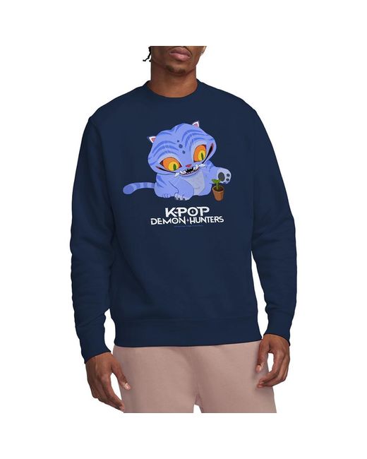 K-Pop Demon Hunters Blue Adult Cute Derpy Tiger Sweatshirt