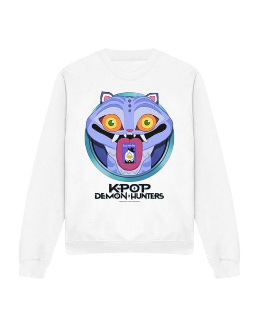 K-Pop Demon Hunters White Adult Save The Date Derpy Tiger Cartoon Sweatshirt