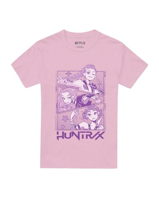 K-Pop Demon Hunters Pink Adult Huntr/X Manga Panel T-Shirt (Light)