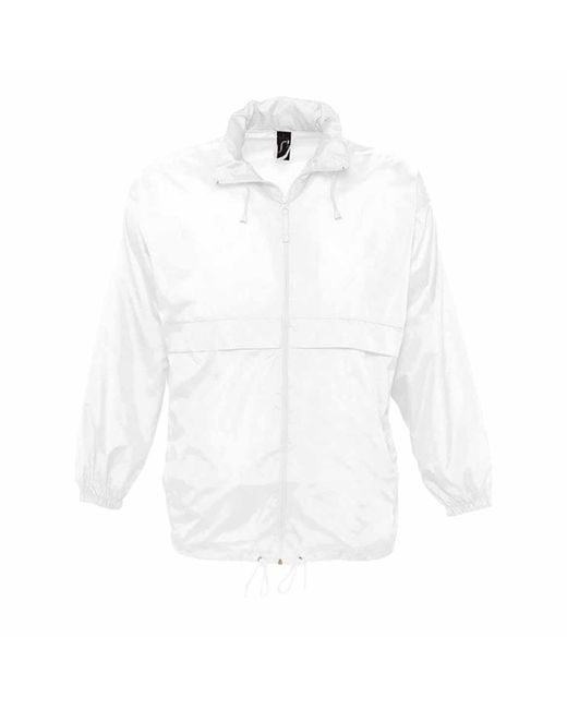 Sol's White Surf Windbreaker Lightweight Jacket Nylon