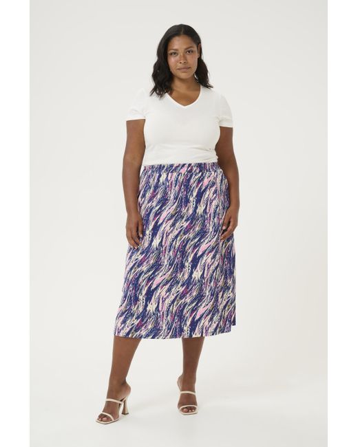 Kaffe Rok A-Shape Abstract Multi Color Print Multicolour in het Blue