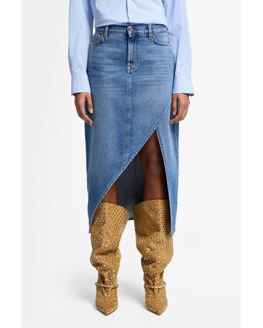 7 For All Mankind Blue Ladies Jeans Libby Skirt Midiskirt