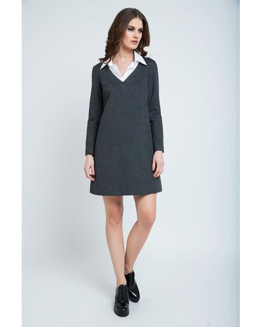 Conquista Jurk Met Kraag In Overhemdstijl in het Blue