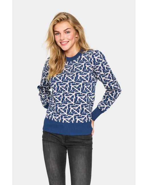Saint Tropez Pullover Regular Fit Dark in het Blue