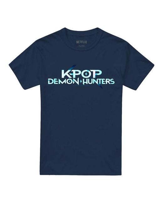 K-Pop Demon Hunters Blue Adult Logo T-Shirt