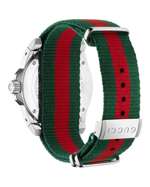 Gucci Ya136207 Duik Herenhorloge Met Witte Wijzerplaat En Textielen Band in het Multicolor voor heren