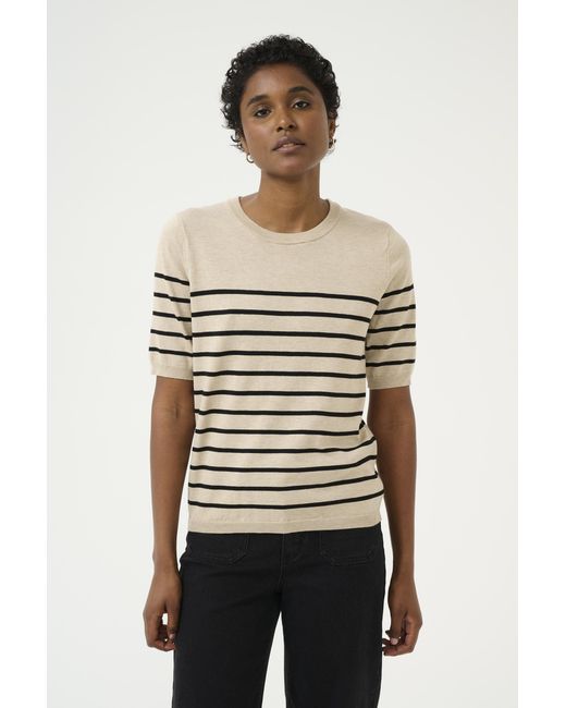 Kaffe White Strickpullover Regular Fit Cream