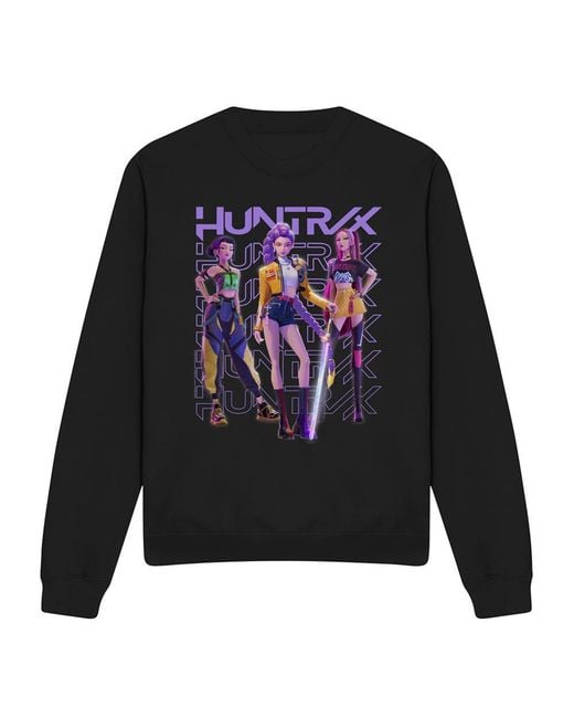 K-Pop Demon Hunters Black Adult Huntr/X Group Shot Sweatshirt
