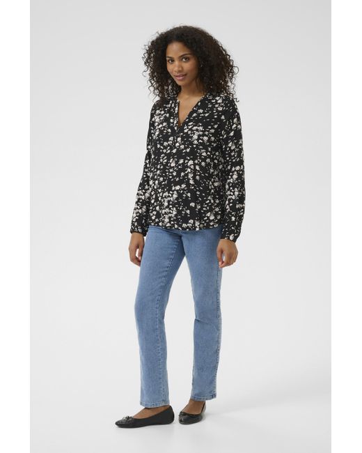 Kaffe Blouse Met Lange Mouwen Kabeathe Regular Fit Black White in het Blue