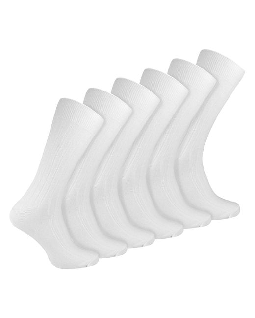 Sock Snob White Plain Coloured Cotton Rich Ribbed Dress Socks for men