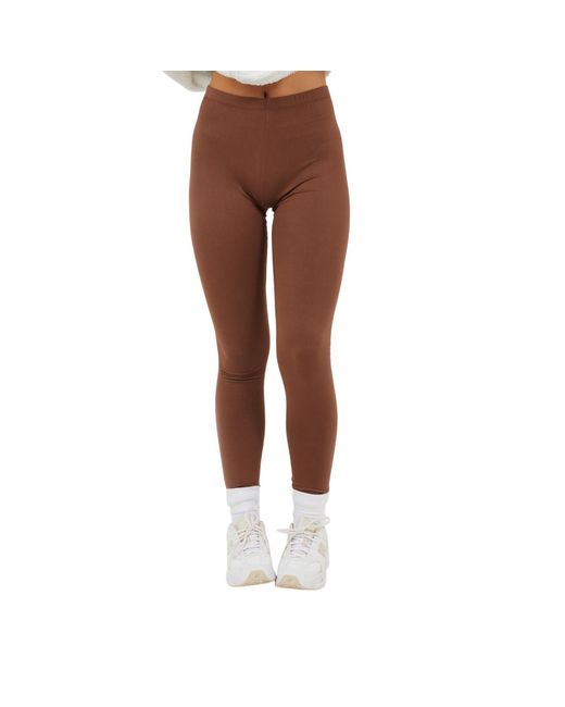 Brave Soul Polyester Effen Legging (Chocolade) in het White