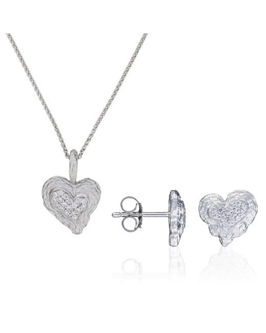 Orphelia Metallic 'Hazel' 925 Sterling Set: Chain-Pendant + Earrings
