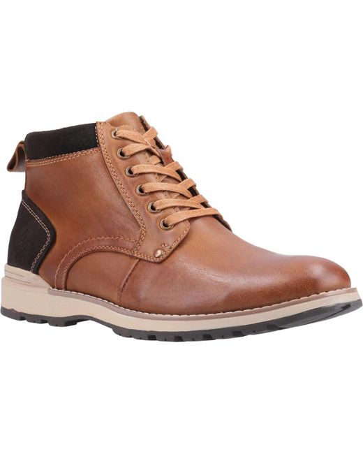Hush Puppies Brown Dean Leather Boots for men