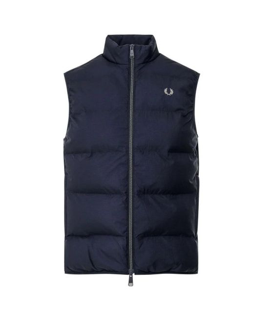 Fred Perry Blue Insulated Gilet Jacket Polyamide for men