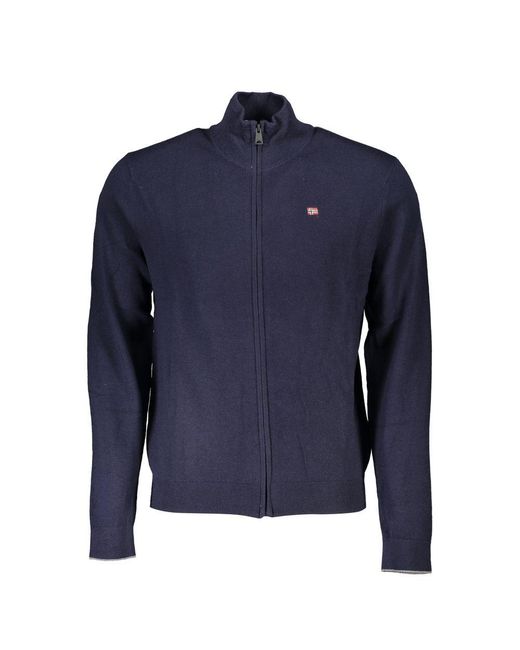 Napapijri Blue Knitted Zipup Cardigan for men
