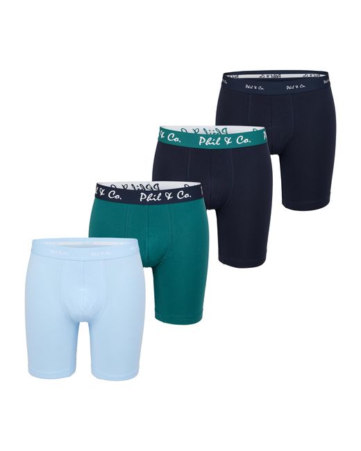 Phil & Co. Berlin Retro Boxer Long Boxer 4-Pack in Blue für Herren