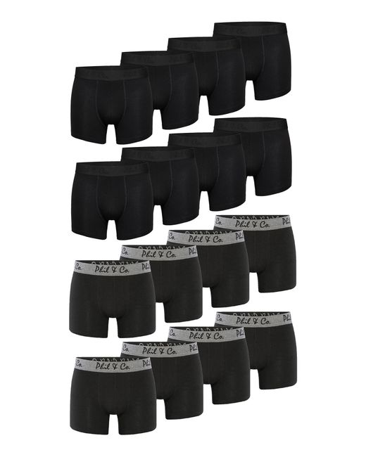 Phil & Co. Berlin Boxer Retro Pants 16-Pack in Black für Herren
