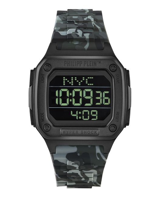 Philipp Plein Black Hyper $Hock Watch Pwhaa1822 Silicone