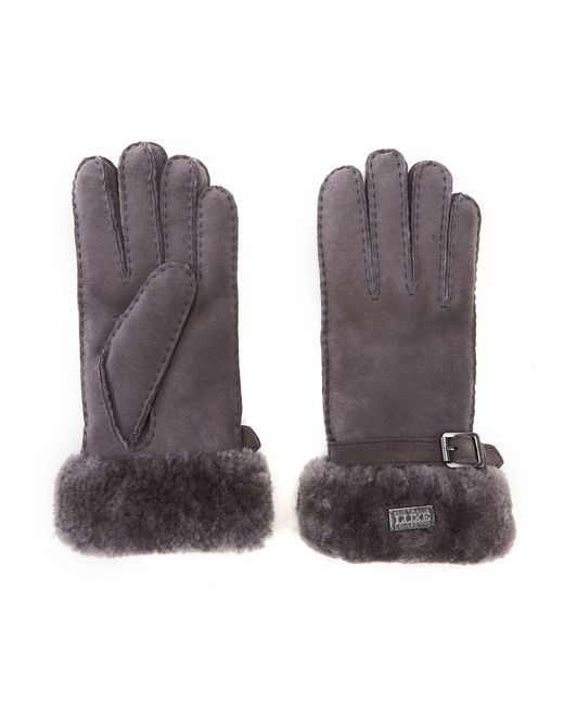 Australia Luxe Gray Stulpenhandschuhe Aus Grauem Wildleder