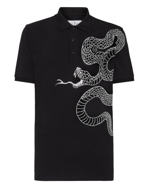 Philipp Plein Poloshirt Snake in het Black voor heren