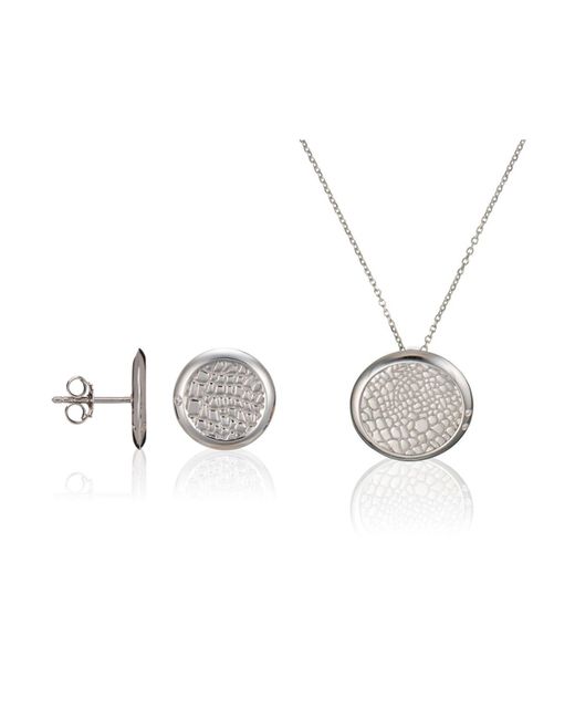 Orphelia Metallic 925 Sterling Set: Chain-Pendant + Earrings