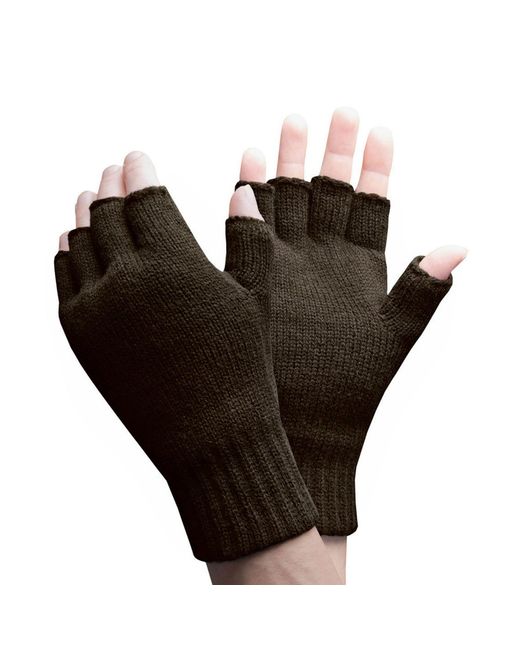 Heat Holders Black Warm 3.2 Tog Fleece Lined Winter Thermal Fingerless Gloves for men