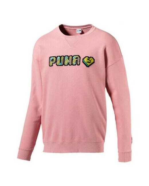 PUMA Pink Pop Style Culture Maker Long Sleeve Pullover Jumper Cotton for men