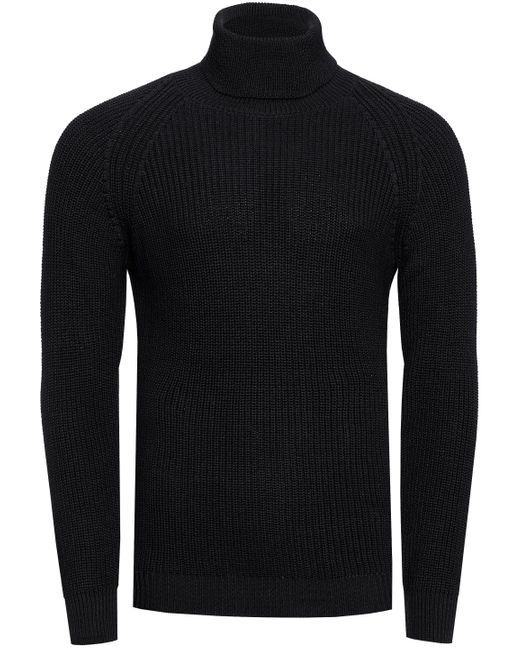 Rusty Neal Grobstrick Slim Fit Rollkragen-Pullover in Black für Herren