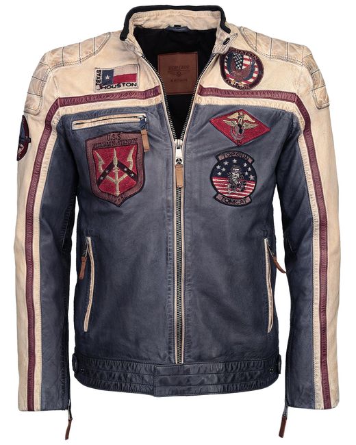 top gun Leren Jas Tgj1005 in het Blue voor heren