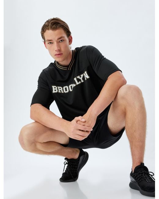 Koton T-Shirt V-Kragen Kurzärmelig T-Shirt in Black für Herren