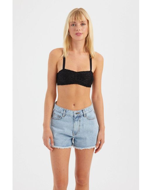 Hiccup Blue Sweetheart Neck Lace Strappy Bra
