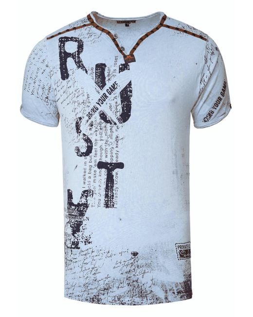 Rusty Neal V-Neck T-Shirt Mit Wildleder-Details Und Nieten-Verlauf in Blue für Herren