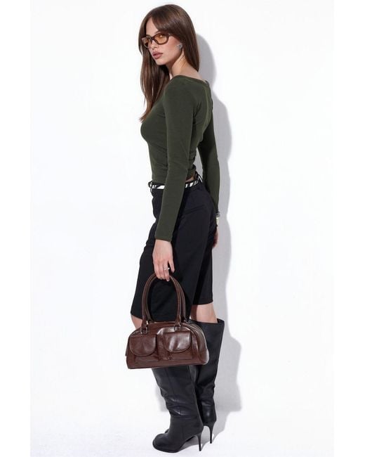 Busem Black Ribbed Long-Sleeve Crop Top