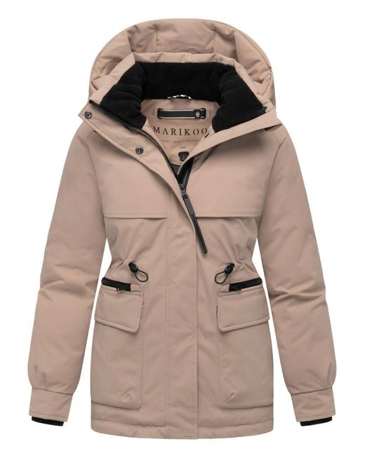 Marikoo Natural Damen Winterjacke Shigaraa Mit Abnehmbarer Kapuze & Magnettaschen