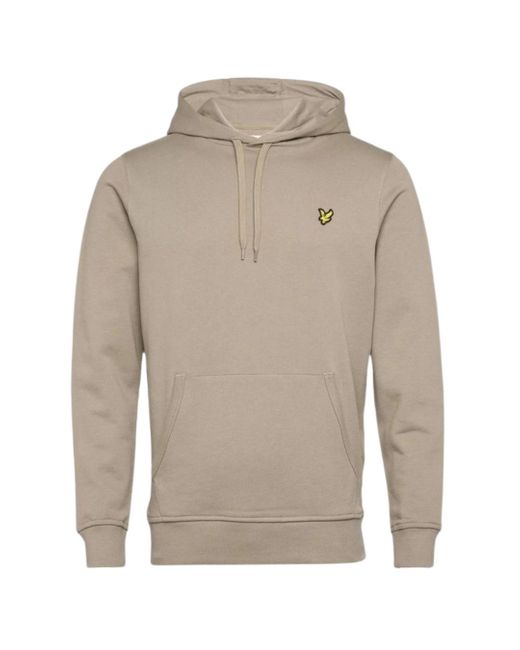 Lyle & Scott Gray Branded Khaki Smoke Pull-Over Hoodie Cotton for men