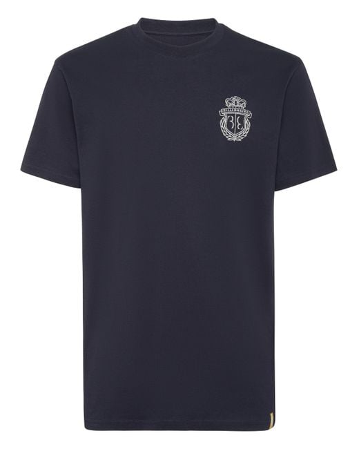 Billionaire Geborduurd Rond Hals T-shirt Crest in het Blue voor heren