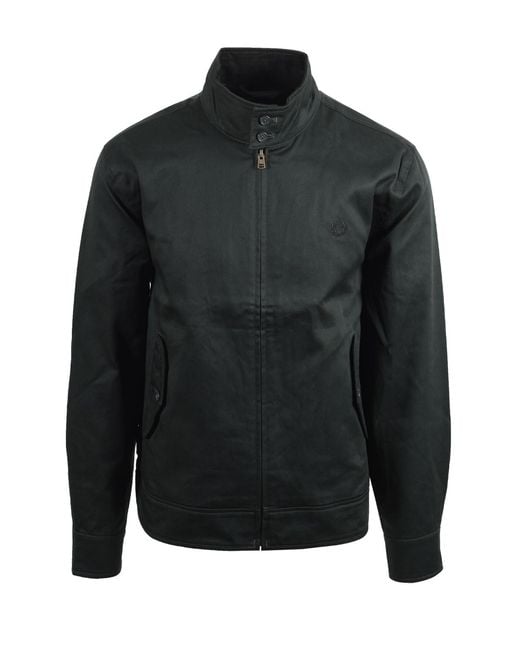 Fred Perry Black Waxed Cotton Harrington Jacket Night for men