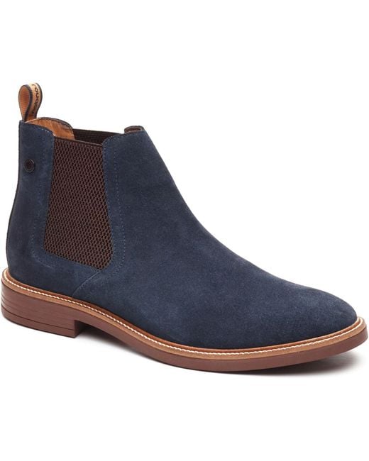 Base London Blue Sussex Chelsea Boot Leather Boots for men