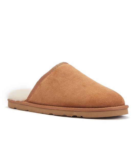 Australia Luxe Brown Mool Chestnut Slippers for men