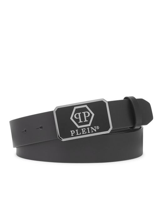 Philipp Plein Leather Belt Hexagon in Black für Herren