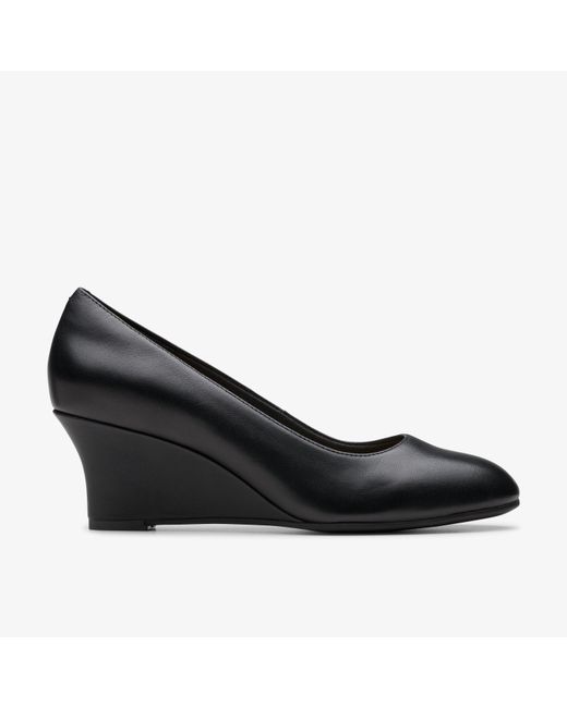 Clarks Black Olivette Perle Schwarze Leder Schuhe